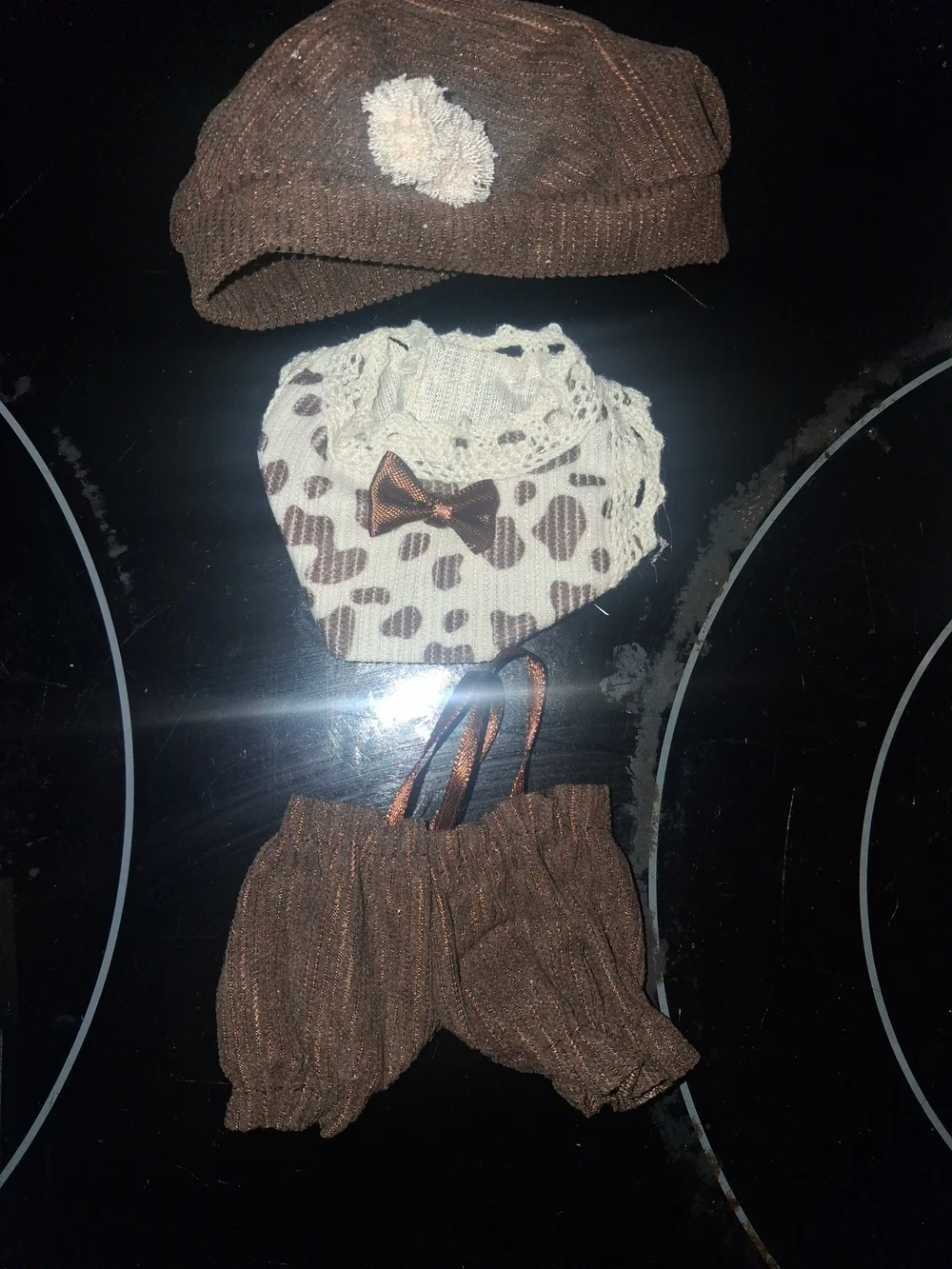 Baby Doll Brown Ribbed Cap and Accessories Set